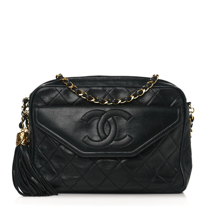 Chanel Lambskin Quilted Tassel Camera Case Navy 1 of 11