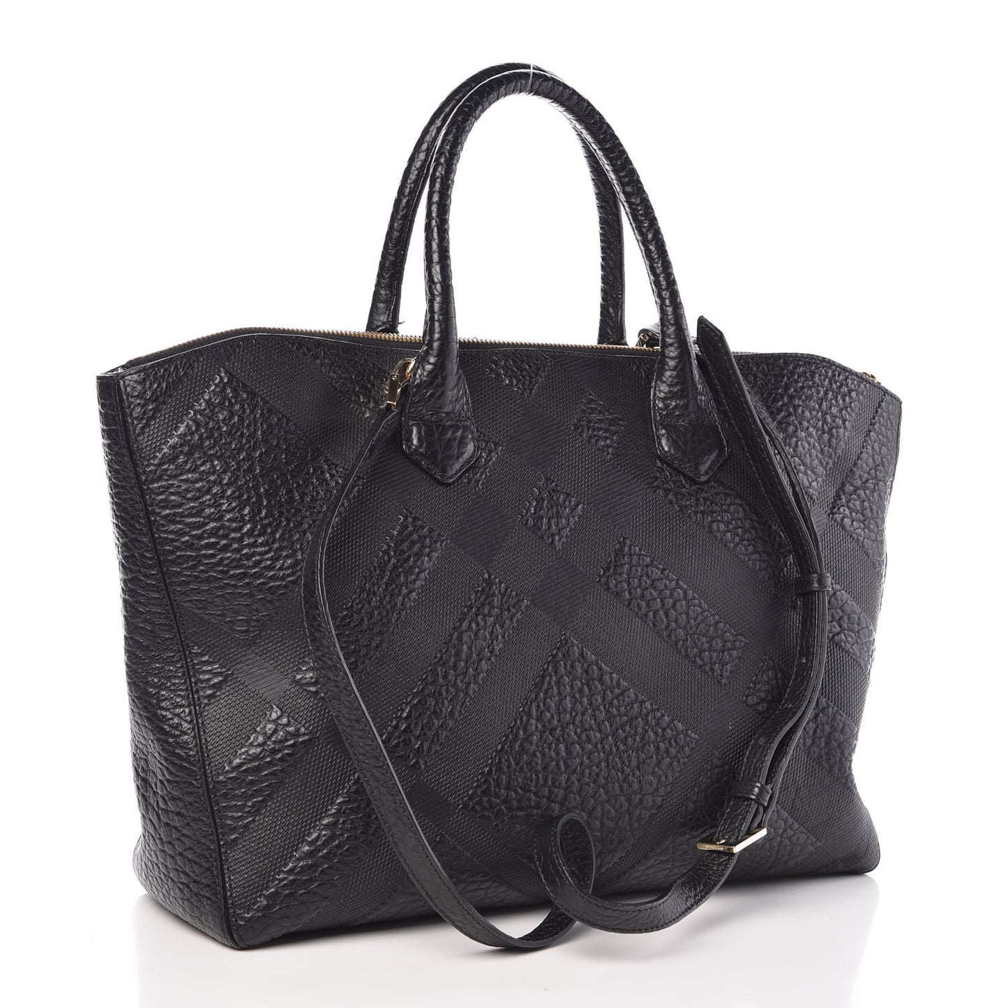 Heritage Grain Check Embossed Medium Dewsbury Tote Black