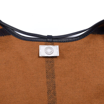 Hermes Wool Calfskin Reversible Highlands Poncho Navy Royal Fauve 3 of 3