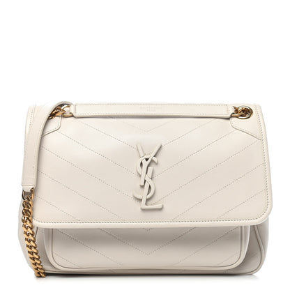 Saint Laurent Lambskin Matelasse Monogram Medium Niki Chain Satchel Ivory 1 of 9