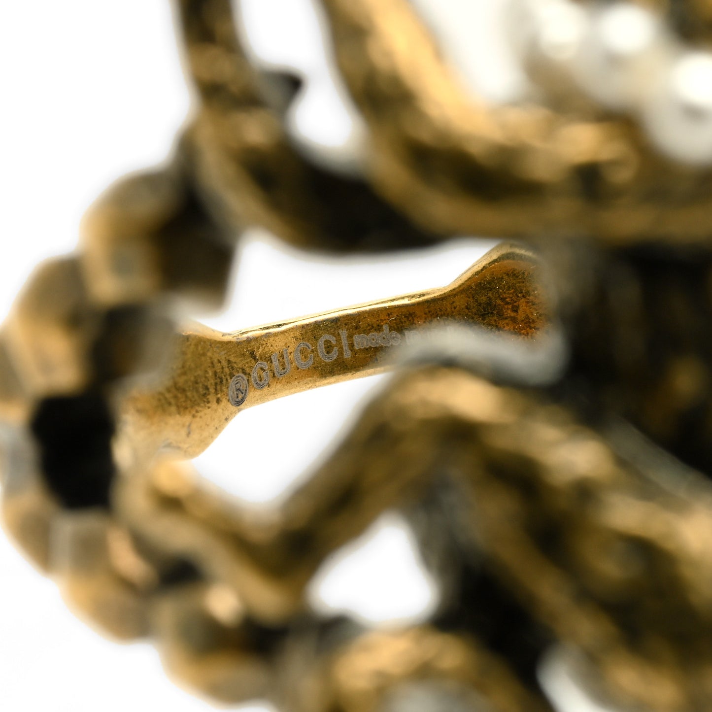 Metal Pearl Monkey Ring 50 5.25 Aged Gold