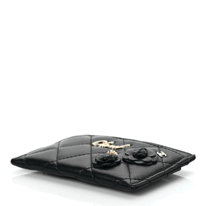 Chanel Lambskin Quilted Camellia Card Holder Black 8 of 8