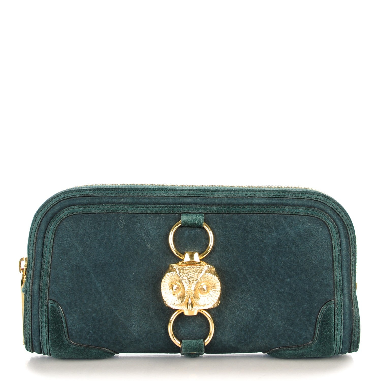Burberry Prorsum Grainy Nubuck Alma Owl Clutch Indigo Green 1 of 7