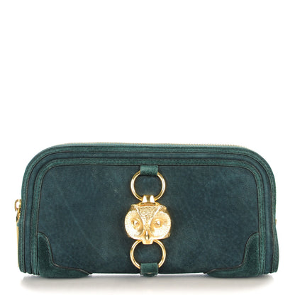 Burberry Prorsum Grainy Nubuck Alma Owl Clutch Indigo Green 1 of 7