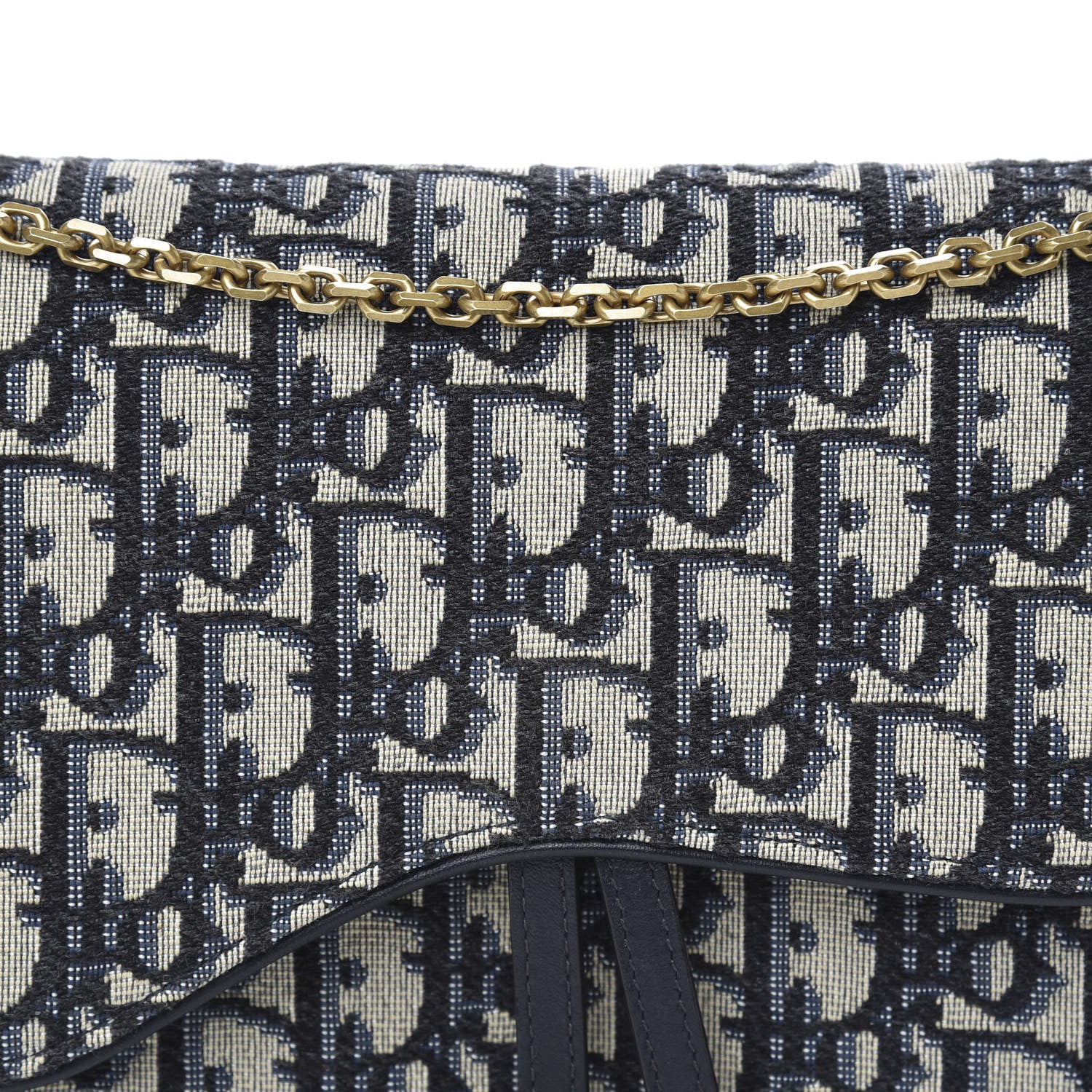 Christian Dior Oblique Saddle Chain Pouch Blue 9 of 10