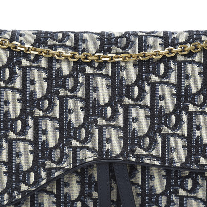 Christian Dior Oblique Saddle Chain Pouch Blue 9 of 10