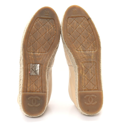 Chanel Lambskin Quilted CC Espadrilles 39 Beige 7 of 12