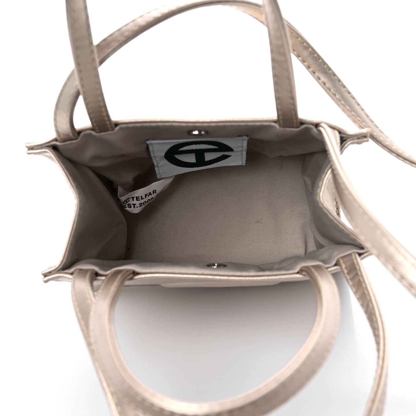 Metallic Vegan Leather Small Shopping Bag Gold