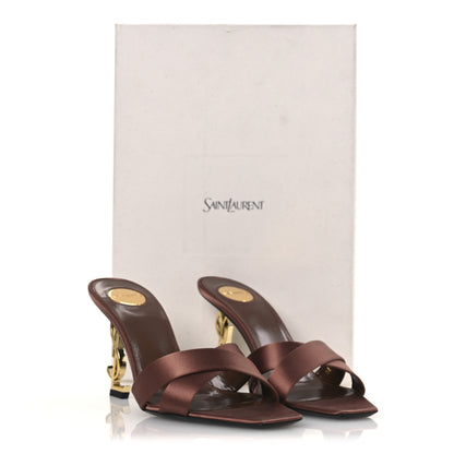 Saint Laurent Crepe Satin Crystal Opyum Mules Manioc 36 Manoic Brown 11 of 11