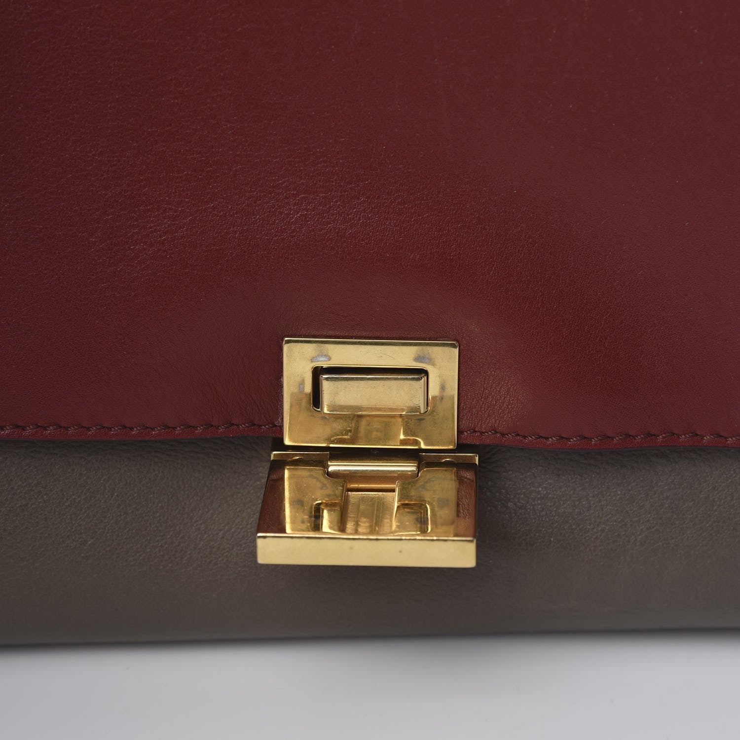 Celine Calfskin Suede Medium Tri-Color Trapeze Taupe 16 of 17