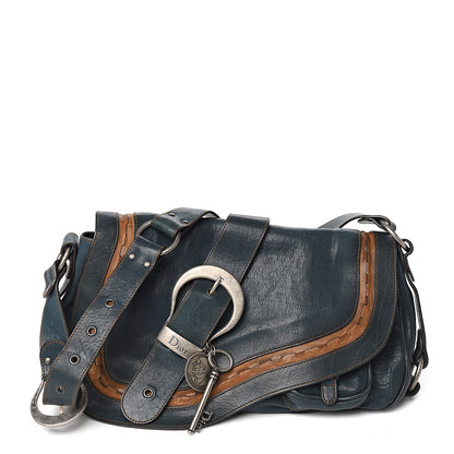 Christian Dior Calfskin Medium Gaucho Double Saddle Bag Dark Blue 1 of 12