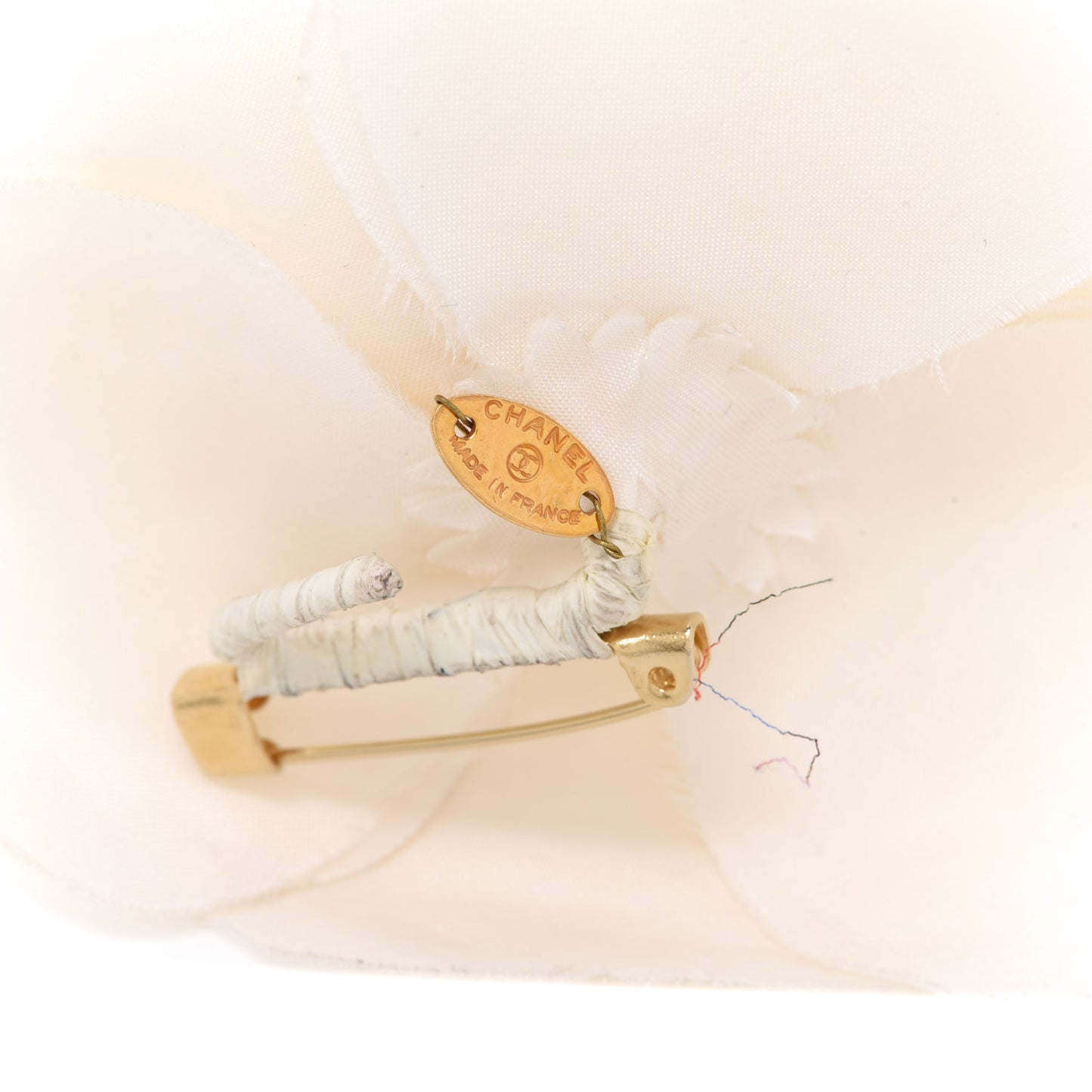 Silk Taffeta Camellia Brooch Pin White