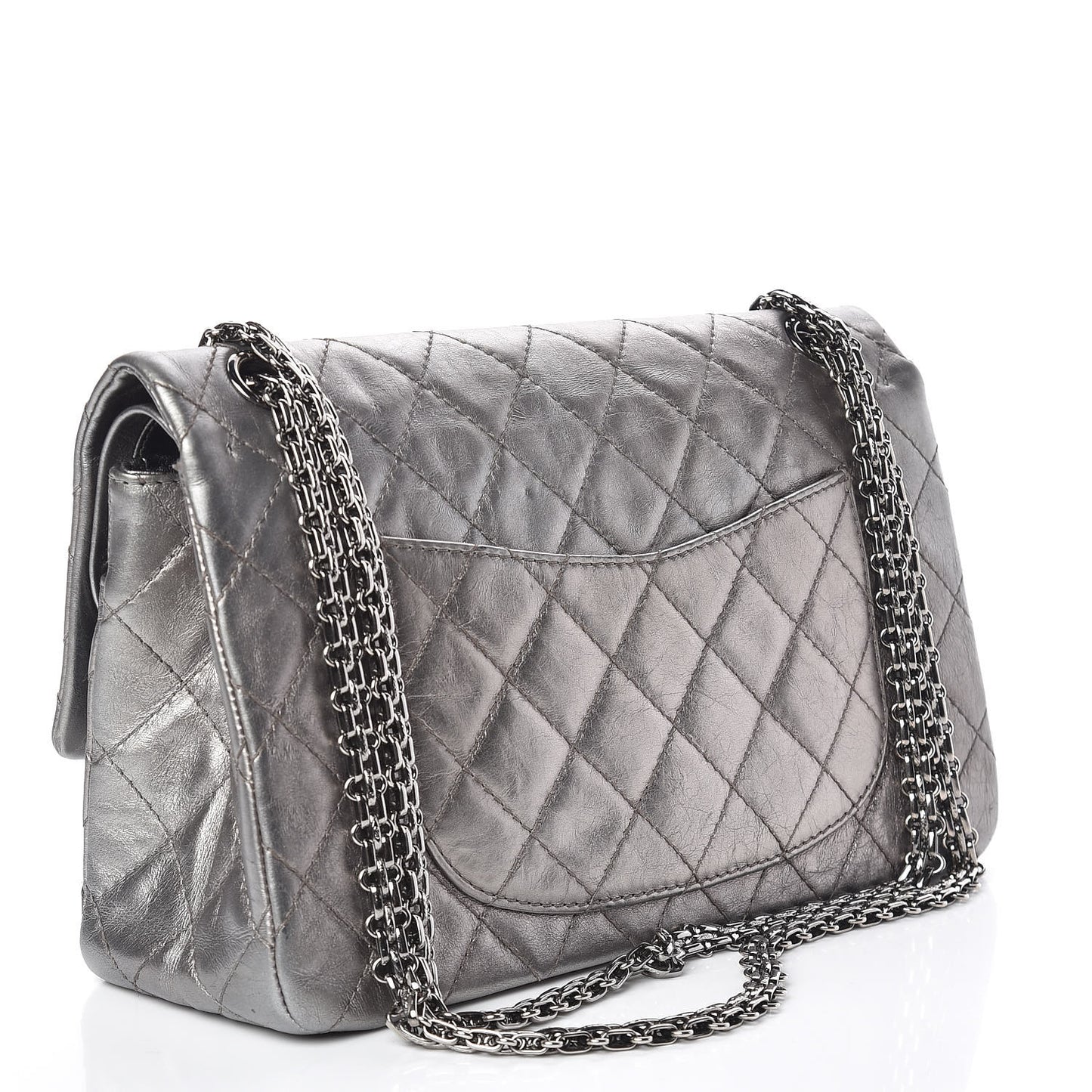 Metallic Aged Calfskin Quilted 2.55 Reissue 226 Flap Silver