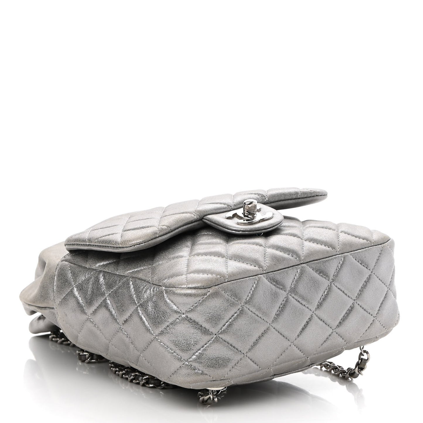 Metallic Lambskin Quilted Small In Seoul Backpack Dark Silver