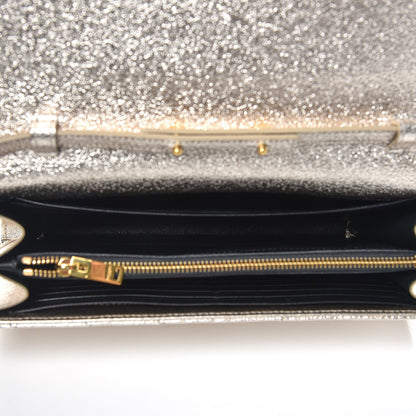 Saint Laurent Grain De Poudre Matelasse Chevron Monogram Chain Wallet Gold 5 of 7