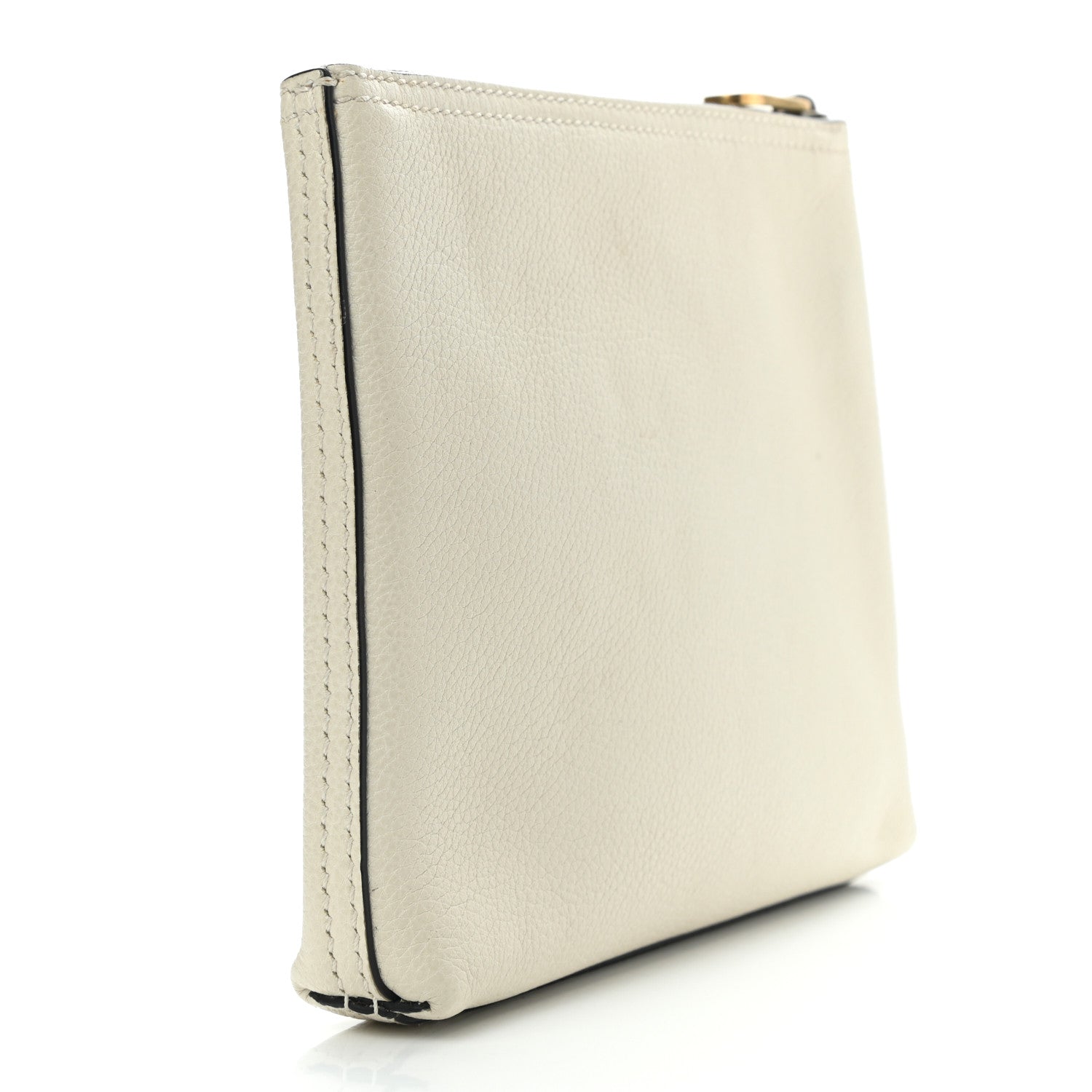 Gucci Pebbled Calfskin Medium Logo Portfolio Clutch White 3 of 8