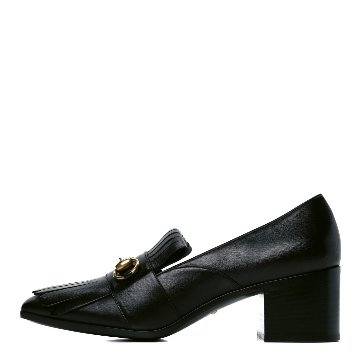 Malaga Kid Polly Kiltie Fringe 55mm Loafer Pumps 38 Black