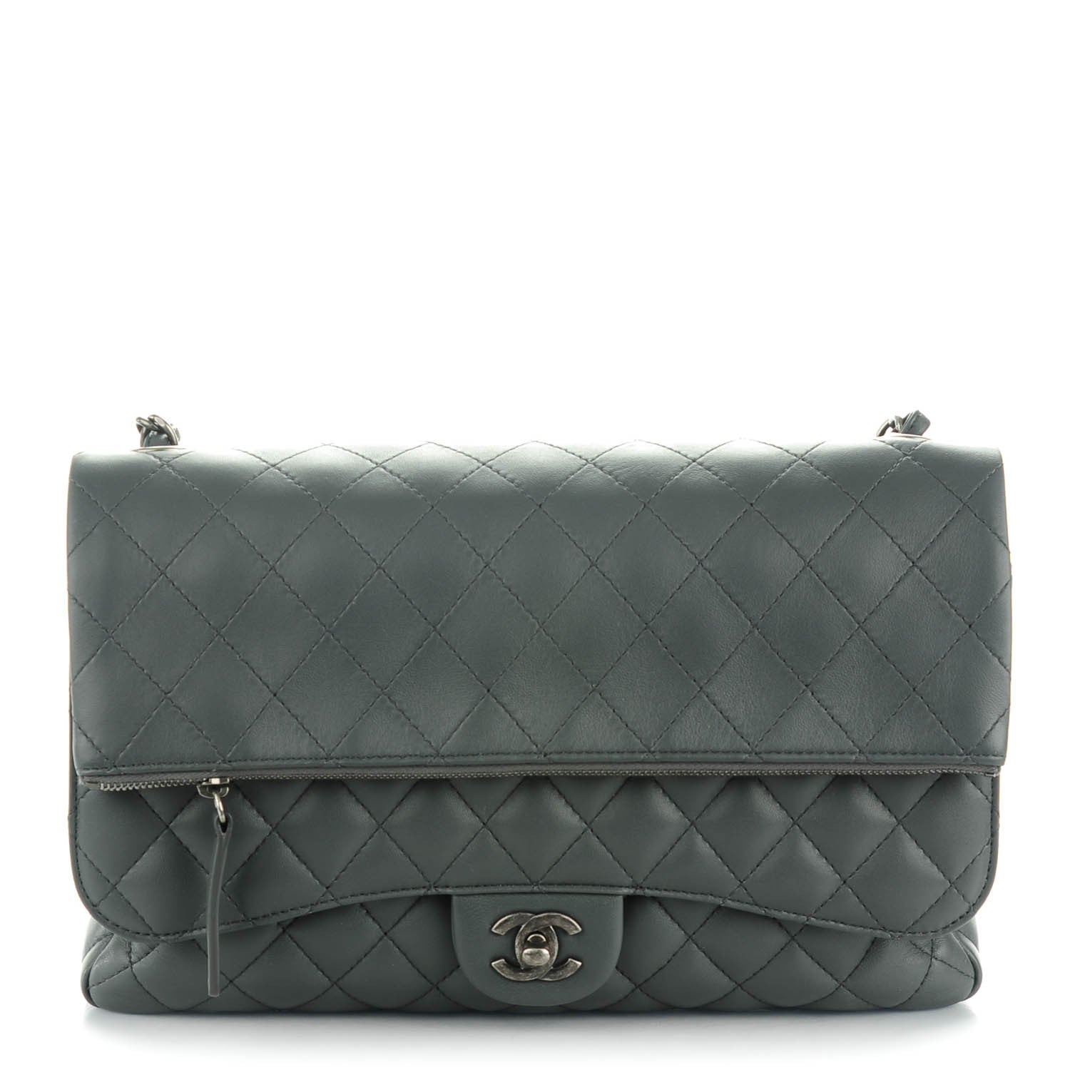 Chanel Lambskin Quilted Jumbo Multi Flap Bag Dark Grey 1 of 7