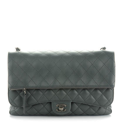 Chanel Lambskin Quilted Jumbo Multi Flap Bag Dark Grey 1 of 7