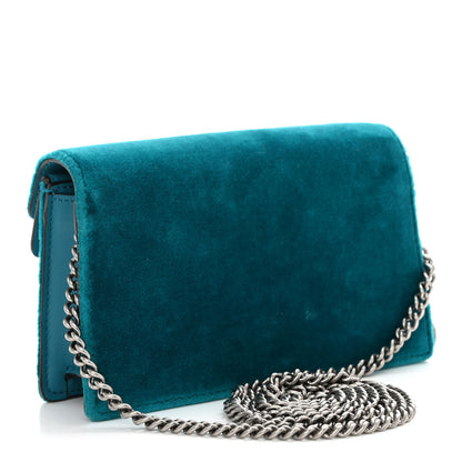 Gucci Velvet Super Mini Dionysus Shoulder Bag Pavone Cyan 3 of 9