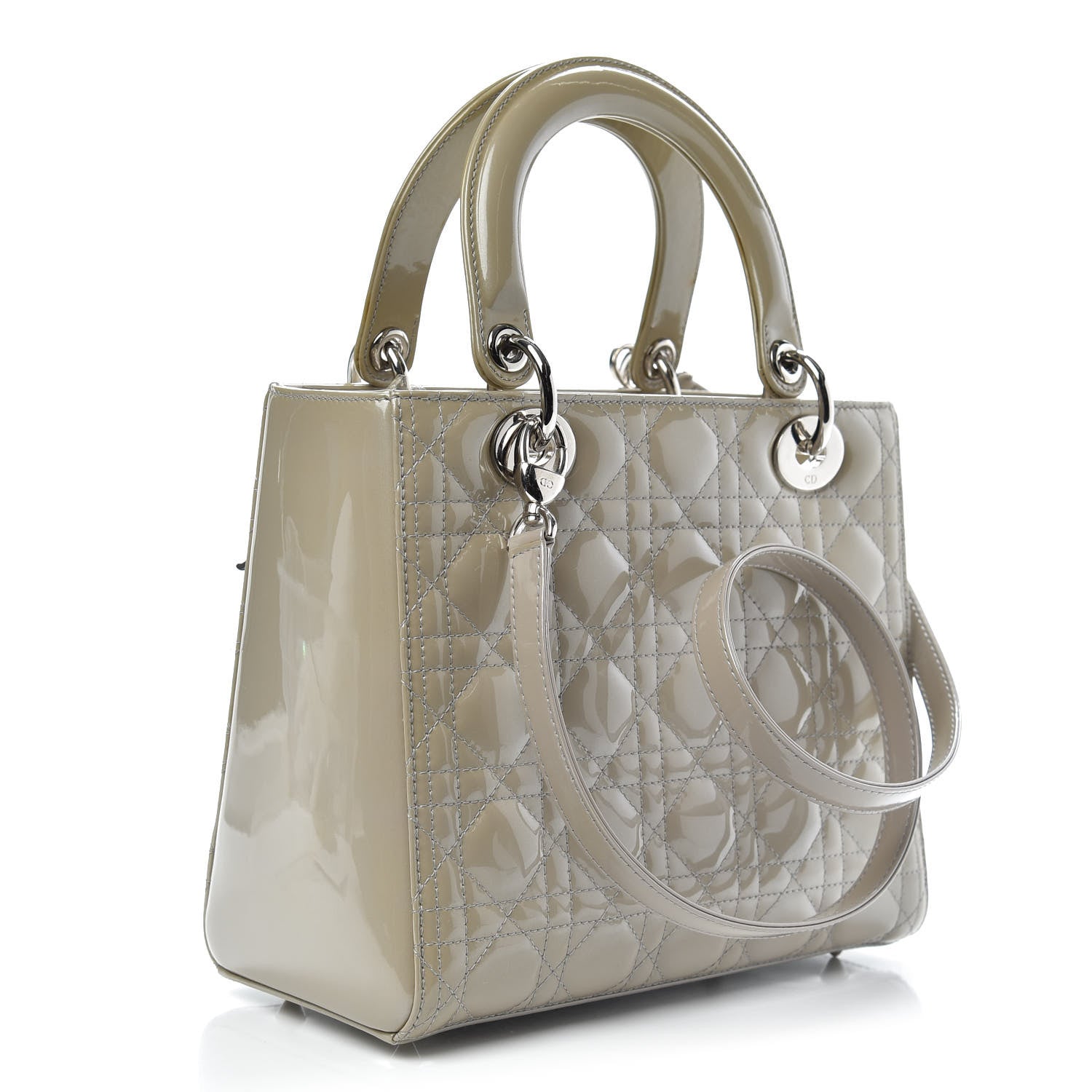 Christian Dior Patent Cannage Medium Lady Dior Grey 3 of 11