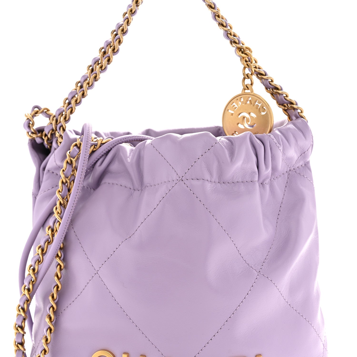 Chanel Shiny Calfskin Quilted Mini Chanel 22 Light Purple 7 of 10