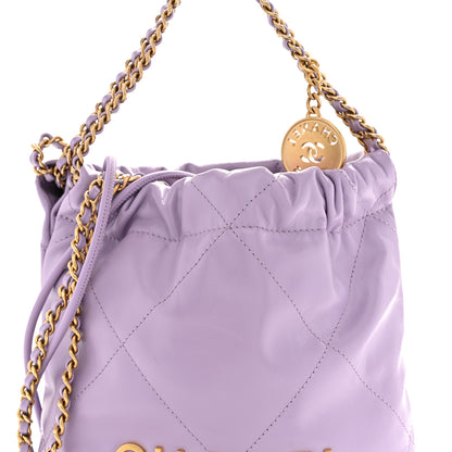 Chanel Shiny Calfskin Quilted Mini Chanel 22 Light Purple 7 of 10