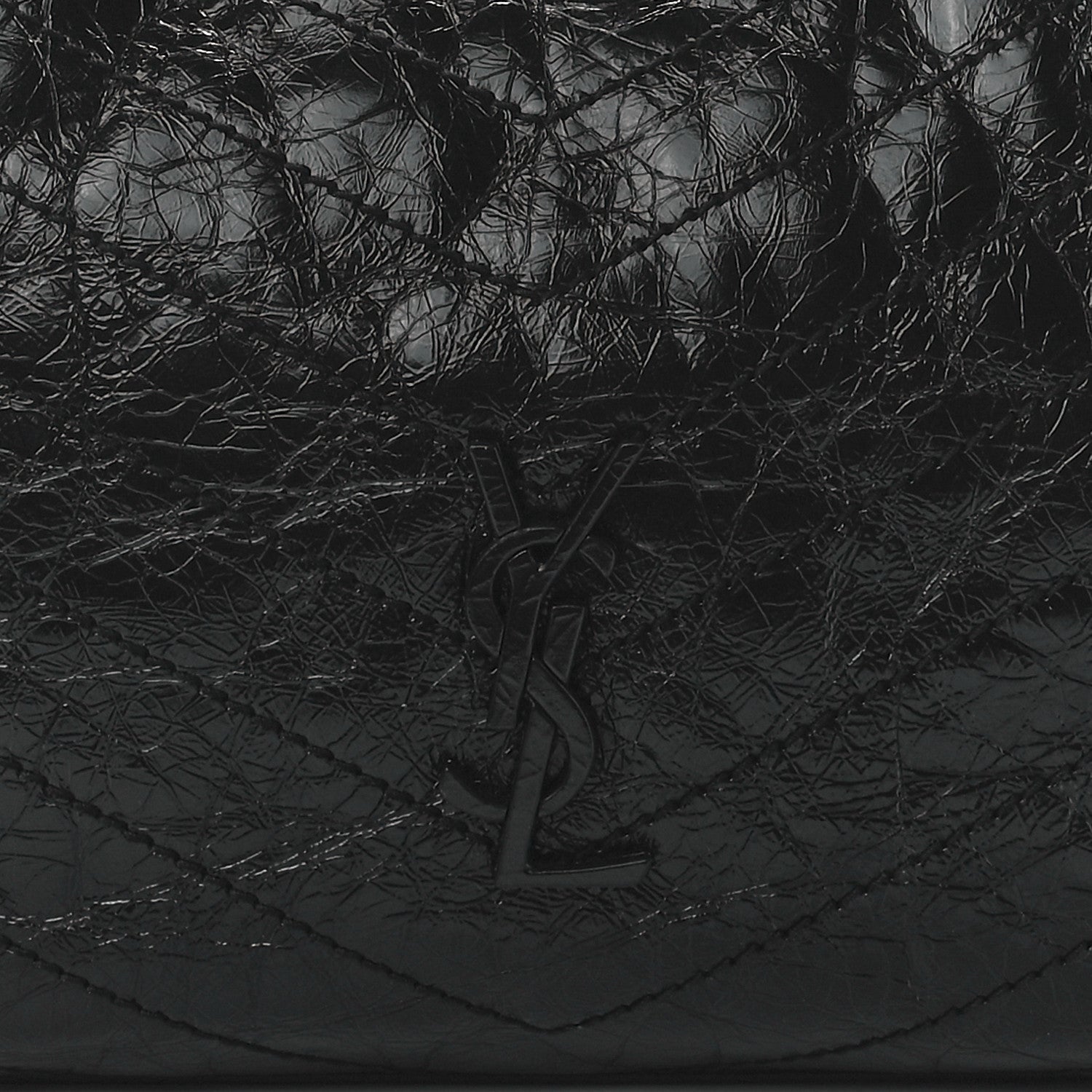 Saint Laurent Crinkled Calfskin Matelasse Monogram Medium Niki Shopper Tote Black 8 of 11