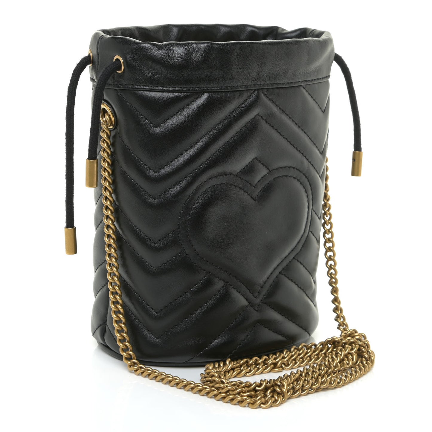 Calfskin Matelasse Mini GG Marmont 2.0 Bucket Bag Black