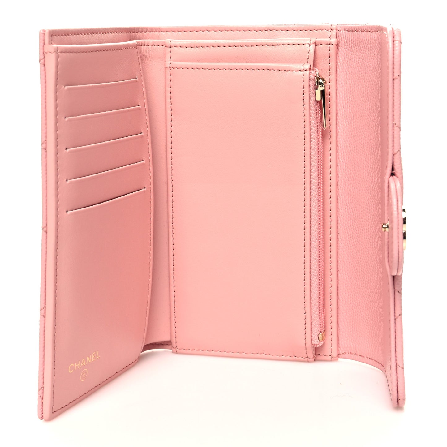Caviar Quilted Medium Flap Wallet Pink