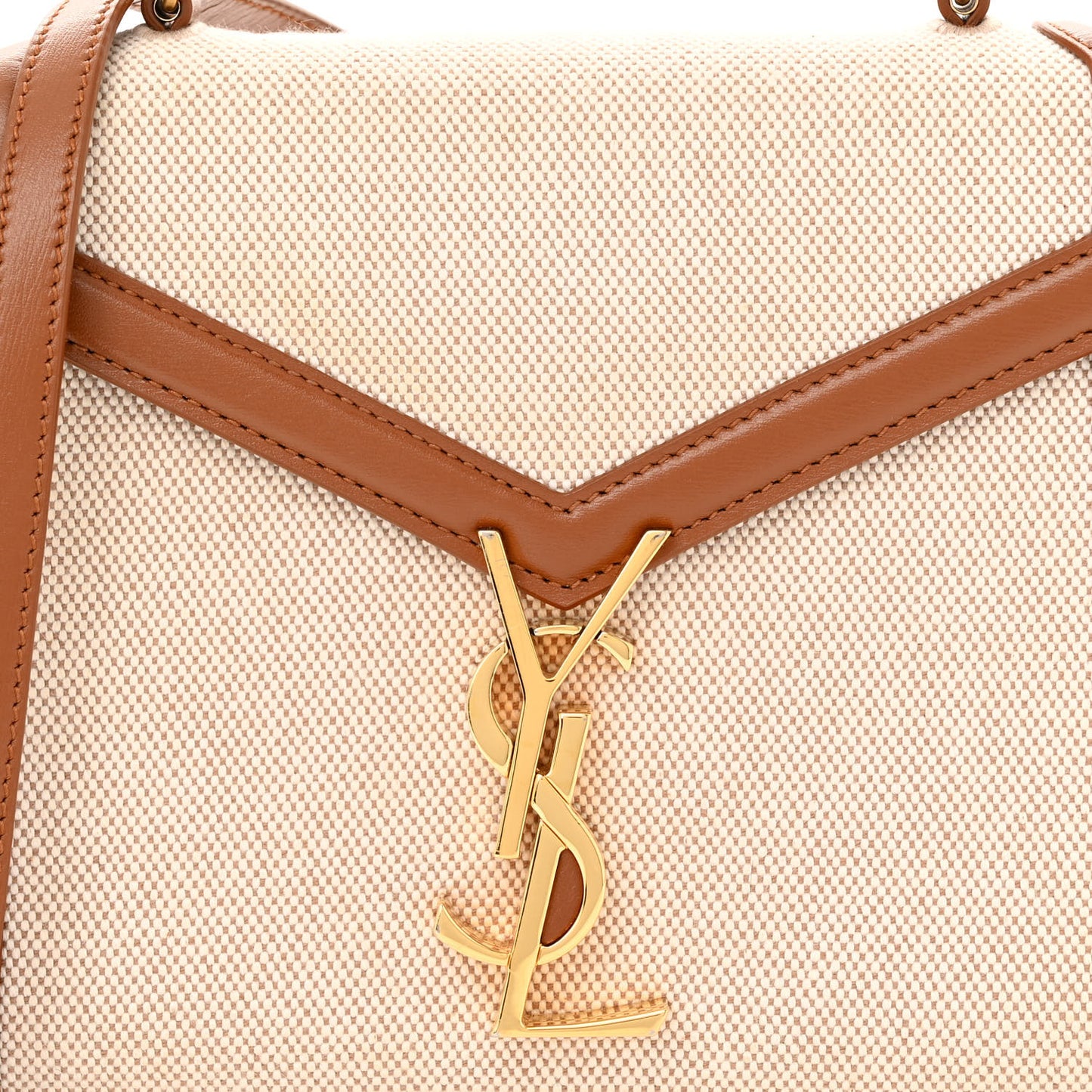 Canvas Calfskin Mini Classic Monogram Cassandra Top Handle Tan Natural