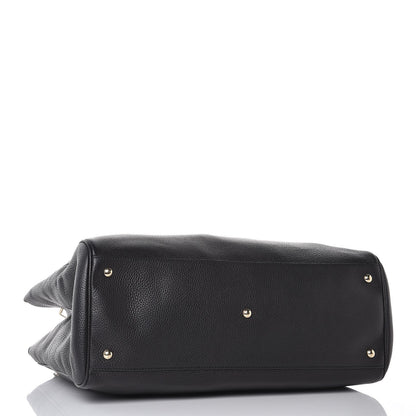 Gucci Calfskin Large Bamboo Shopper Tote Black 4 of 9