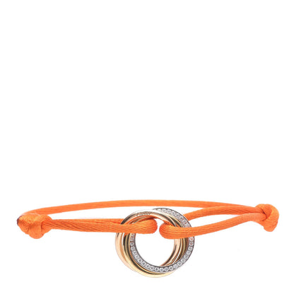 Cartier 18K Pink Yellow White Gold Diamond Trinity De Adjustable Cord Bracelet Orange 1 of 5