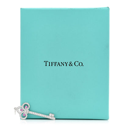 Tiffany Platinum Diamond Pink Sapphire Fleur De Lis Key Pendant 5 of 5