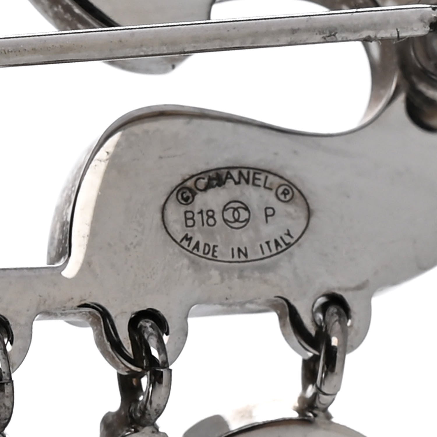 Chanel Crystal Safety Pin Brooch Silver 3 of 4