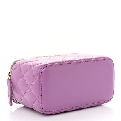 Chanel Lambskin Quilted Pearl Crush Small Vanity Case With Chain Purple 4 of 12