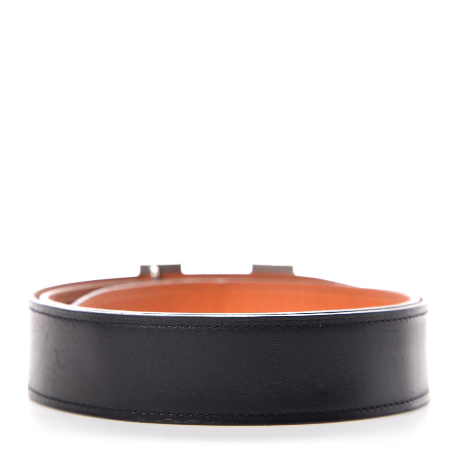 Hermes Box Togo 32mm H Belt 80 Black Orange 3 of 9