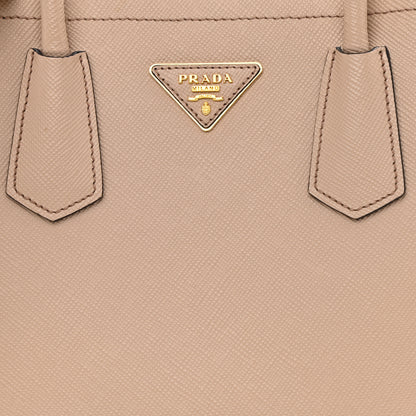 Prada Saffiano Cuir Small Double Bag Cammeo Black 12 of 13