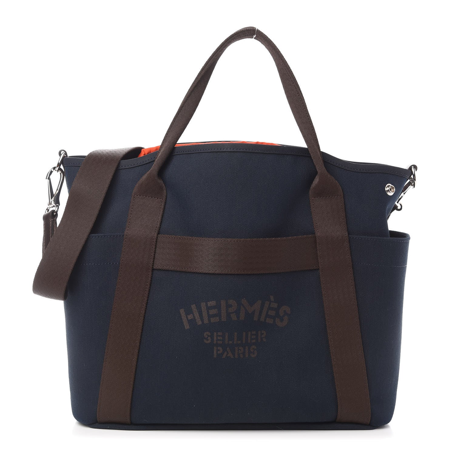 Hermes Toile Sac De Pansage Groom Bleu Navy Feu 1 of 13