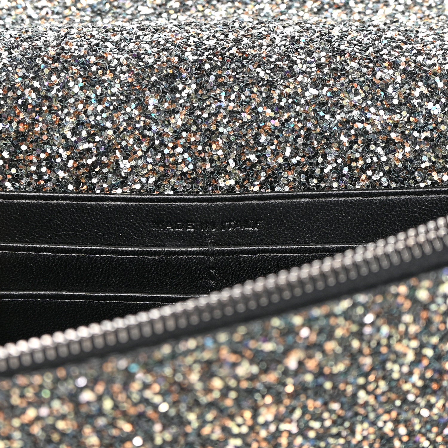 Saint Laurent Metallic Glitter Classic Monogram Kate Tassel Chain Wallet Gun Metal Black 6 of 13