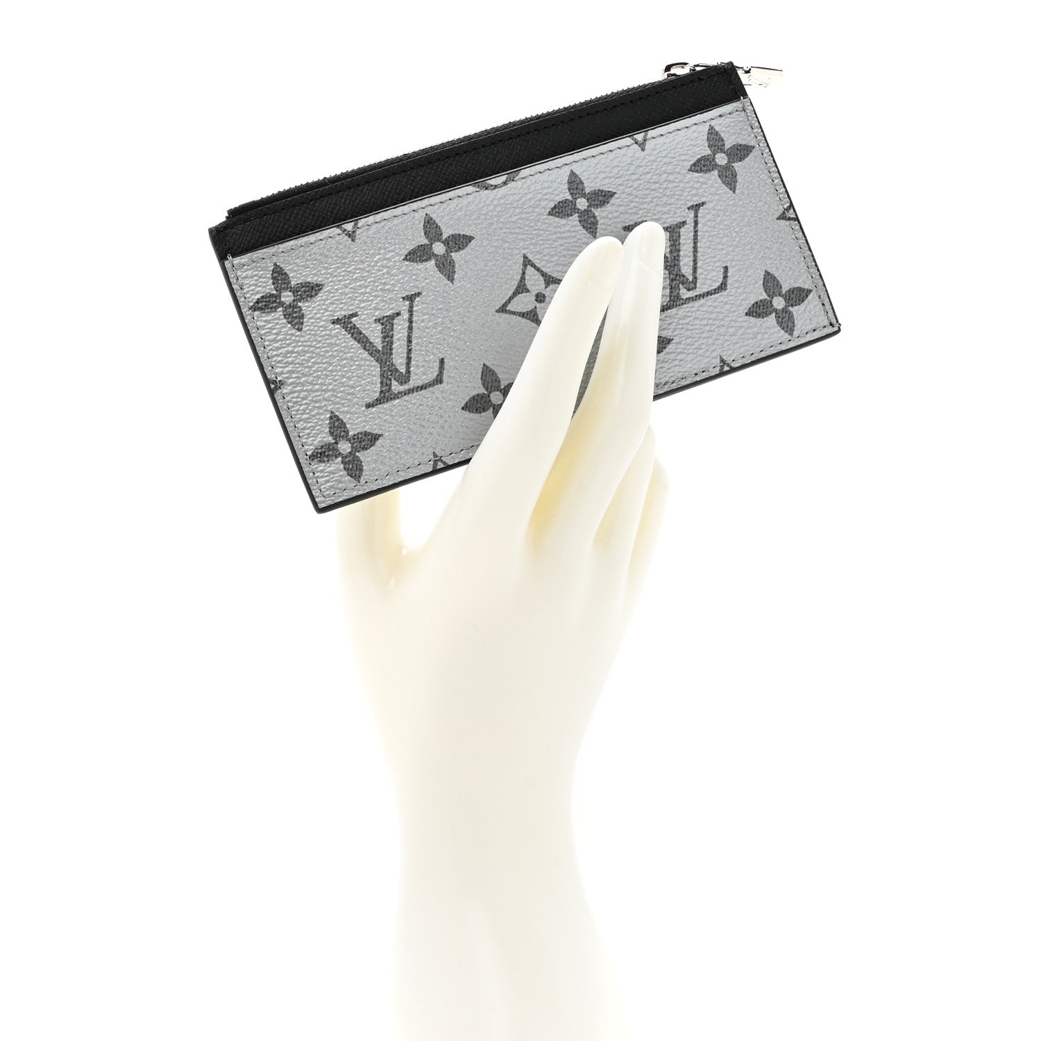 Louis Vuitton Metallic Taigarama Coin Card Holder Gunmetal Grey Black 2 of 7