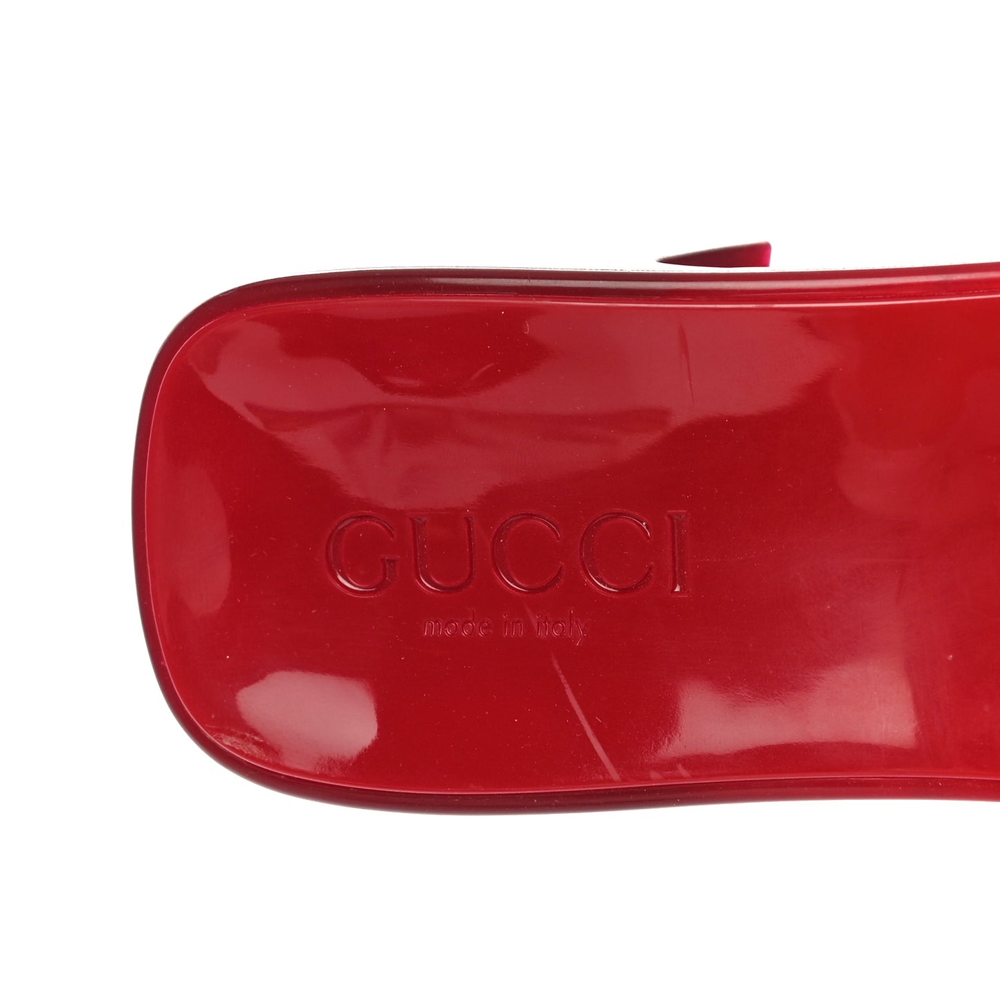 Rubber Gucci Logo Womens Platform 20/60mm Slide Sandals 37 Transparent Hibiscus Red