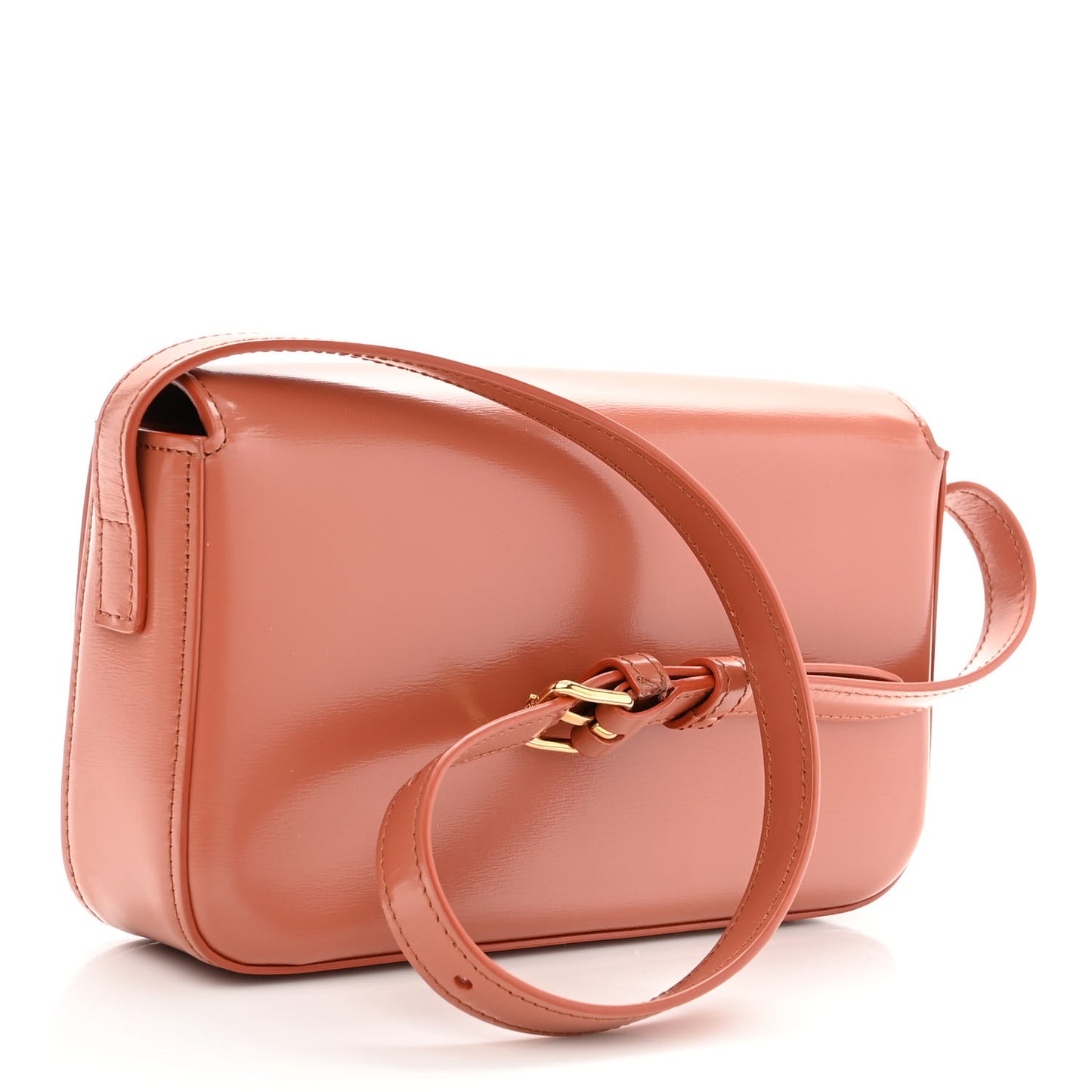 Shiny Calfskin Triomphe Shoulder Bag Terracotta