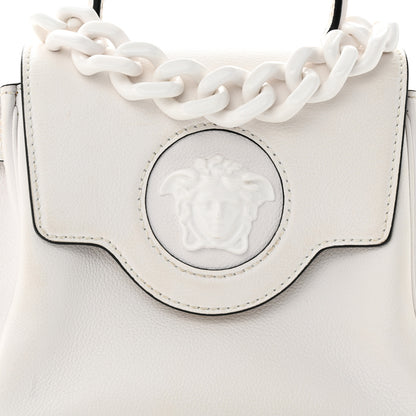 Versace Calfskin Small La Medusa Top Handle Handbag Optical White 7 of 12