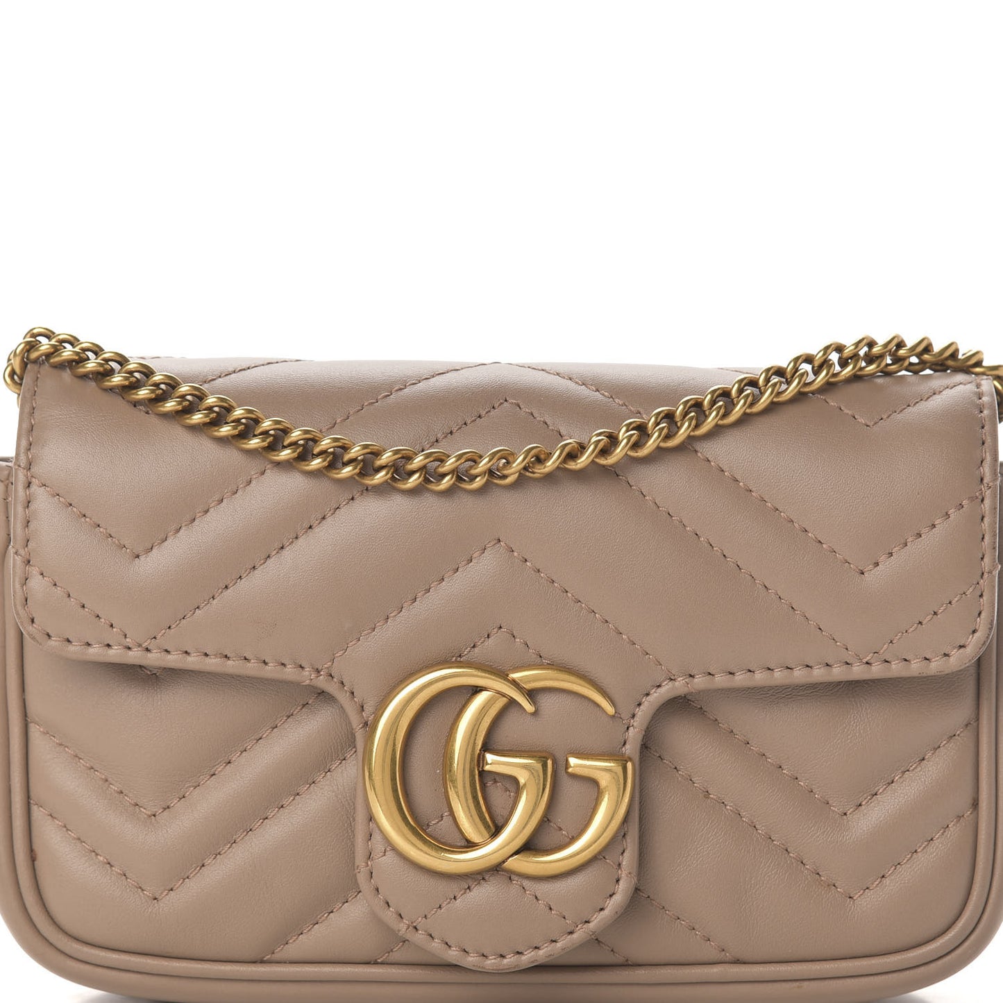 Calfskin Matelasse Super Mini GG Marmont Shoulder Bag Porcelain Rose