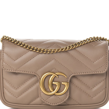 Gucci Calfskin Matelasse Super Mini GG Marmont Shoulder Bag Porcelain Rose 13 of 13
