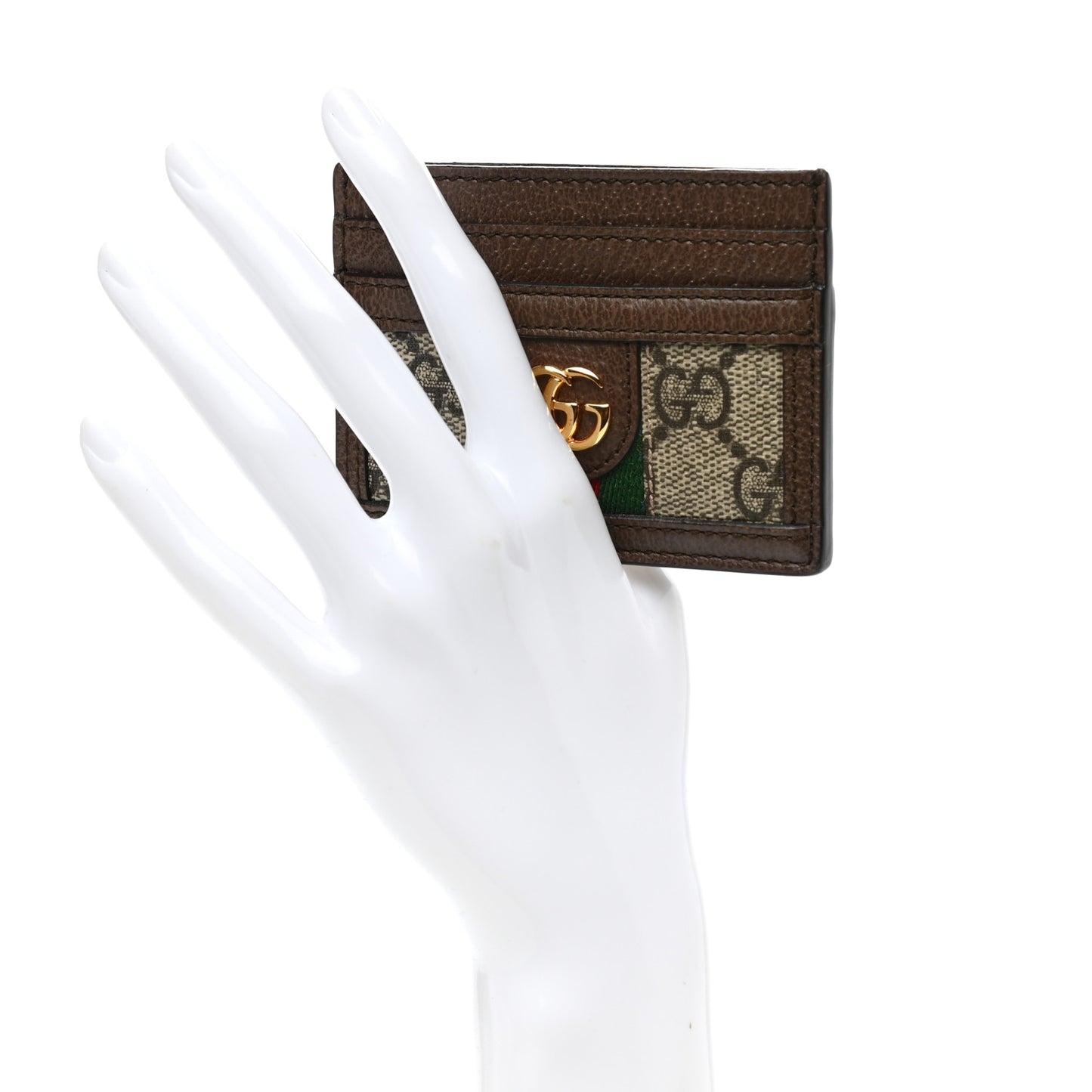 GG Supreme Monogram Ophidia Card Holder Brown