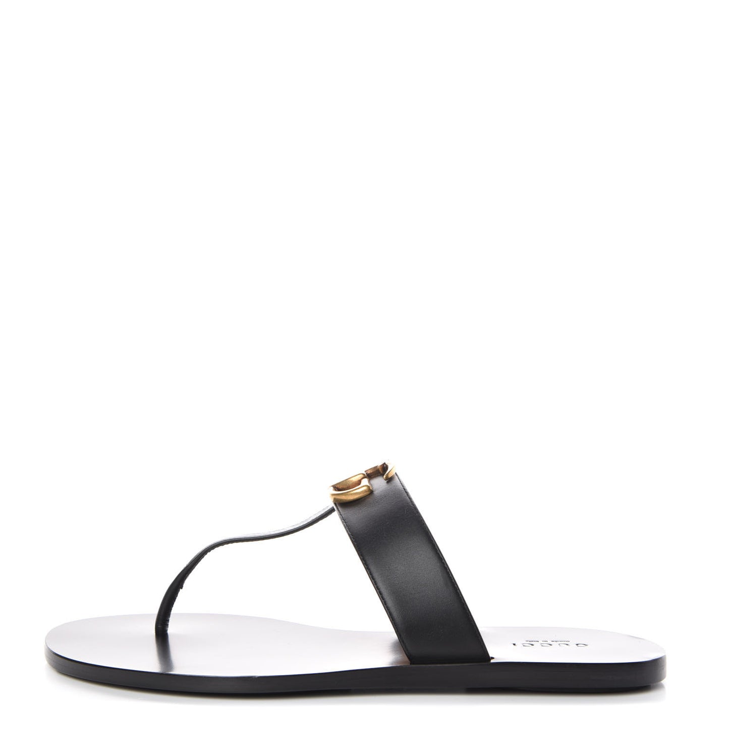 Calfskin Double G Thong Sandals 38 Black
