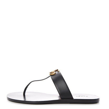 Gucci Calfskin Double G Thong Sandals 38 Black 1 of 9