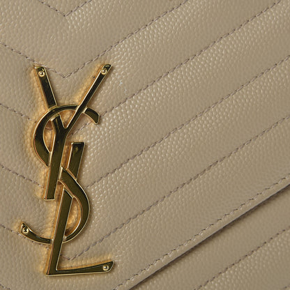 Saint Laurent Grain De Poudre Matelasse Chevron Monogram Chain Wallet Nude Powder 8 of 12